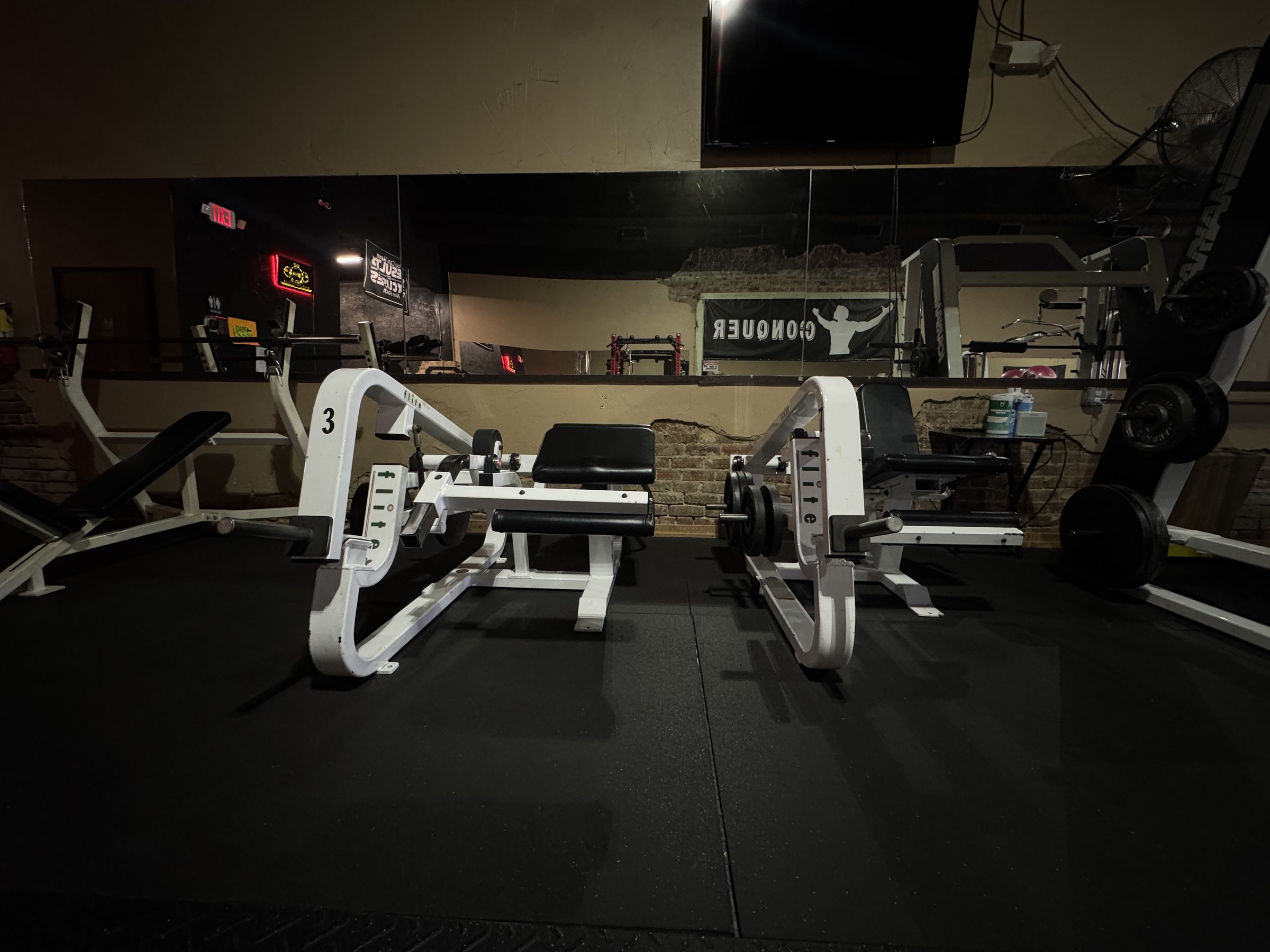 Bench and free-weight training area