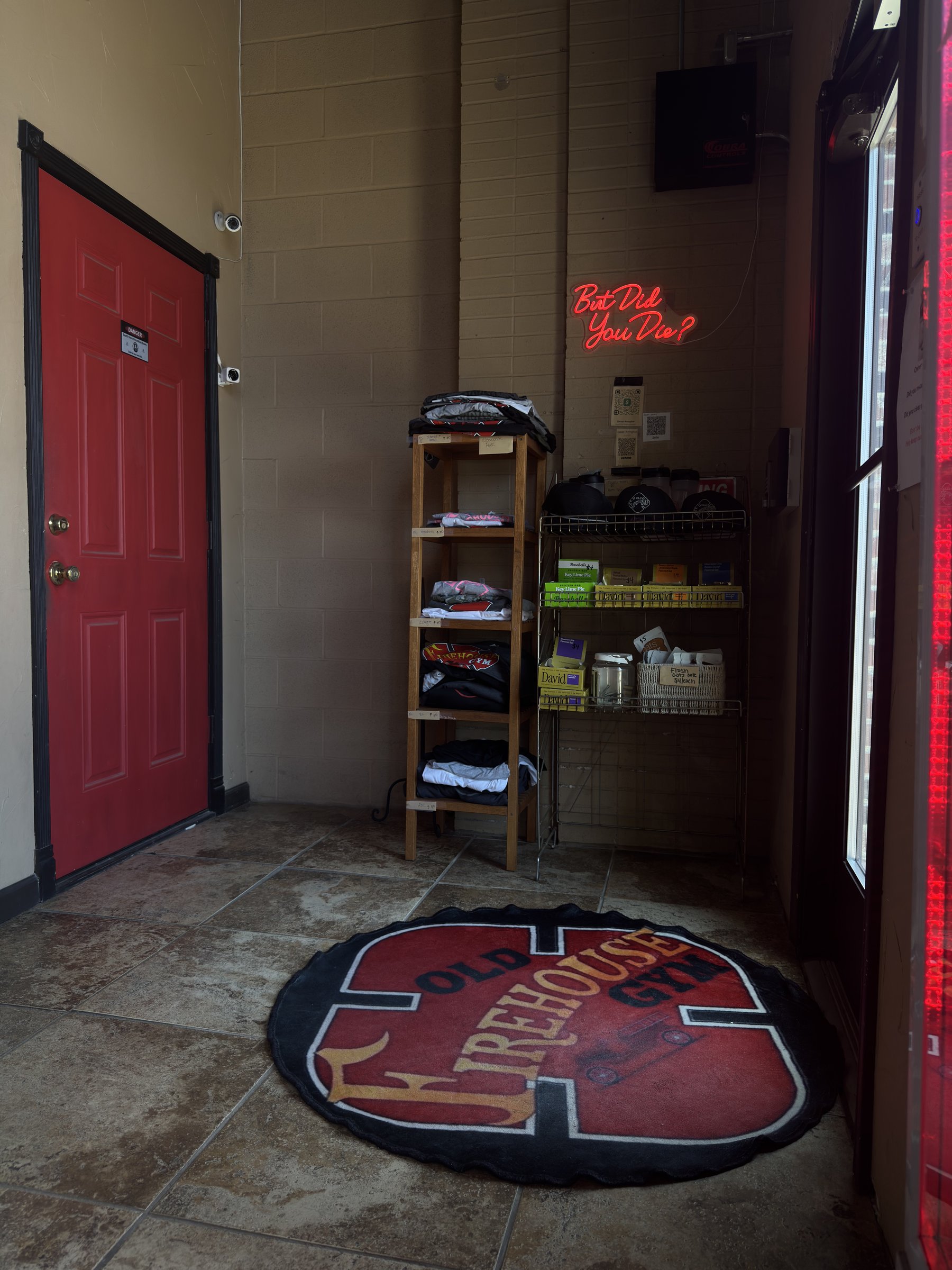 Front entrance with Old Firehouse Gym rug